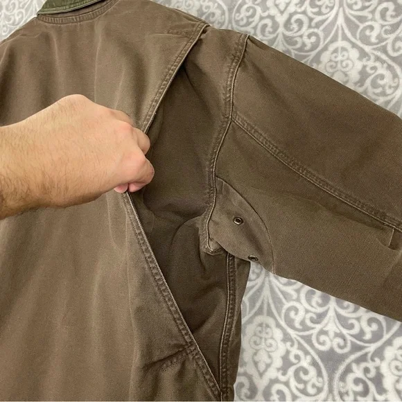 vintage L.L. Bean chore jacket flannel lined brown twill wind resistant men's L - Picture 5 of 9